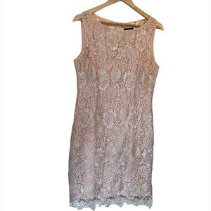 TAHARI ASL Dress Peach Lace Overlay Sleeveless - Size 10